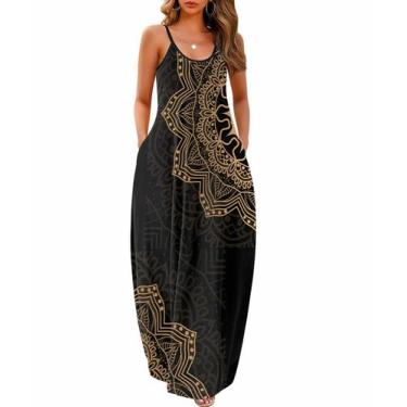 Imagem de Vestido feminino Wolddress 2025 casual sem mangas plus size Maxi