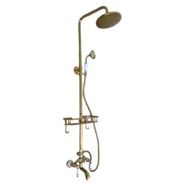 Imagem de MAC Metais Vintage, Chuveiro Ducha Vintage Provençal Bronze Antigo c/Porcelana