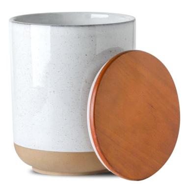 Imagem de Tikooere Pote de cerâmica para armazenamento de alimentos, recipiente de café para bancada com tampas herméticas, farinha grande, cereal, especiarias, feijão, arroz e doces recipientes para cozinha e