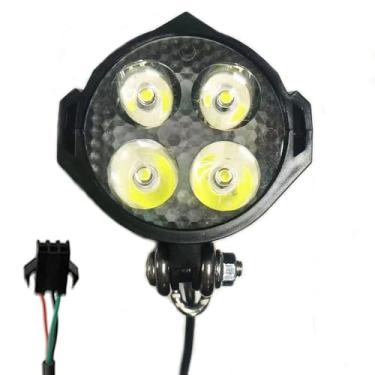 Imagem de Ebike Farol 36V-48V luz LED super brilhante para bicicleta elétrica, scooter, luz de mountain bike para andar à noite à prova d'água (calbe longo (orifícios de plugue))