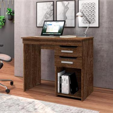 Imagem de Mesa de Escritório Home Office Veneza 90cm com 2 Gavetas - Imbuia - RO
