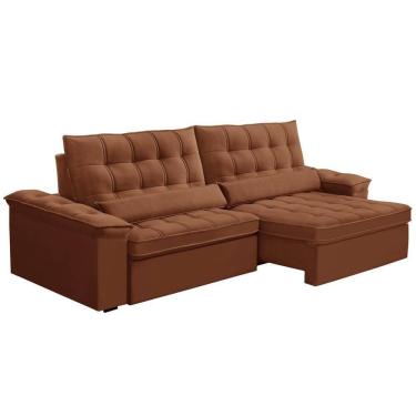 Imagem de Sofá Retrátil Reclinável Para Sala 4 Lugares 290cm Maresi F04 Veludo Terracota - Lyam Decor