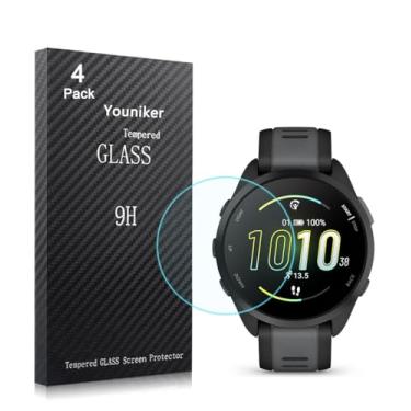 Imagem de Youniker Pacote com 4 protetores de tela compatíveis com Garmin Forerunner 165 de vidro temperado para Garmin Forerunner 165 Music Smartwatch Protetores de tela de vidro antiarranhões