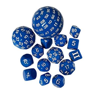 Imagem de menolana Conjunto de 15 Dados Poliédricos D60 D30 D24 D20 D16 D12 D10 D8 D7 D5 D4 para Jogos de Mesa, Azul
