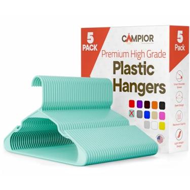 Imagem de Cabides de plástico – Conjunto de cabides resistentes para organizar roupas, vestidos e casacos, comporta até 2,3 kg, cabides que economizam espaço com ranhuras antiderrapantes nos ombros, pacote com