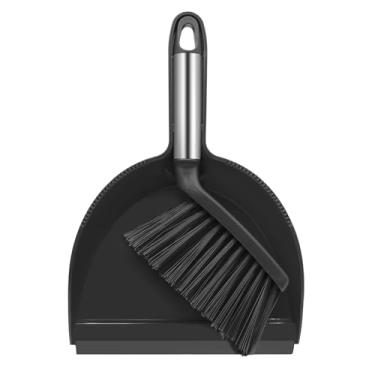 Imagem de NACENA Conjunto de mini vassoura e pá de lixo, panela de poeira pequena e conjunto de escova com alça, dentes de pá de lixo para limpar o cabelo, adequado para mesas de escritório, gavetas, sofás