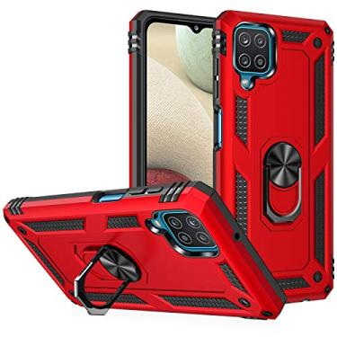 Imagem de SORAKA Capa para Samsung Galaxy A12 com suporte para anel Capa Slim Fit de TPU macio Capa Samsung Galaxy A12 com placa de metal para suporte magnético de telefone para carro