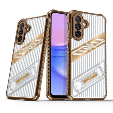 Imagem de SORAKA Capa para Samsung Galaxy A15 5G com suporte PC rígido transparente e TPU flexível antiderrapante texturizado de camada dupla à prova de choque