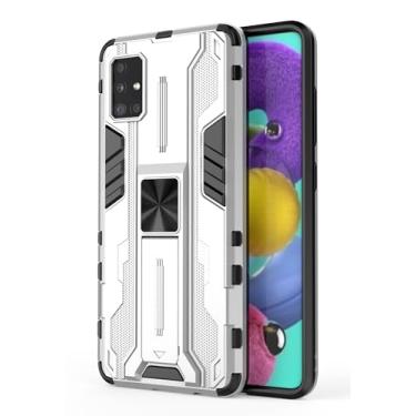 Imagem de SORAKA Capa para Samsung Galaxy A51 4G com suporte Capa de proteção resistente para Samsung Galaxy A51 4G Capa com placa de metal para suporte magnético para carro Capa Silm Fit