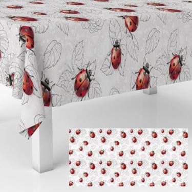 Imagem de Junliang Toalhas de mesa com tema de joaninha, besouro, réptil, insetos, suprimentos para chá de bebê, feliz aniversário, jantar, banquete, festa, piquenique, decorações 134 x 274 cm