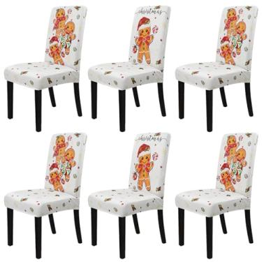 Imagem de Zifmrtrwn Conjunto de 6 capas de cadeira de Natal para sala de jantar de inverno com protetores de assento de cadeira Parsons para decoração de Natal - 6 peças