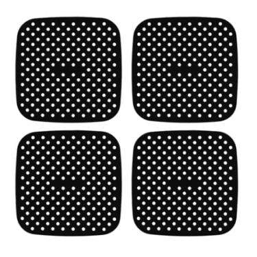 Imagem de Kit 4 Protetores Quadrados Tapete Silicone Fogão Indução 19 cm Almofada Protetora Linha Premium M5 Armarinhos (Preto)