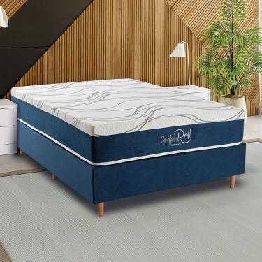 Imagem de Colchão Casal Soft com Molas Ensacadas 138x188 Azul - Colchões Kappesberg
