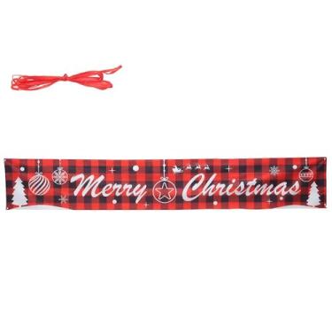 Imagem de Pano de fundo de Natal, banner de feliz Natal, faixa de festa de Natal, pano de fundo de Papai Noel, placa de Natal para festa de Natal interna e externa 50 x 300 cm (estilo A)