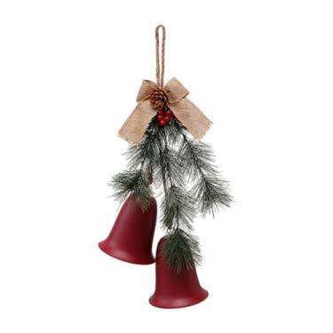 Imagem de rockible Enfeite de sino de Natal, decoração de árvore de Natal, sinos de metal, decoração de Natal, pingente pendurado para parede, interior, jardim, Sino Vermelho
