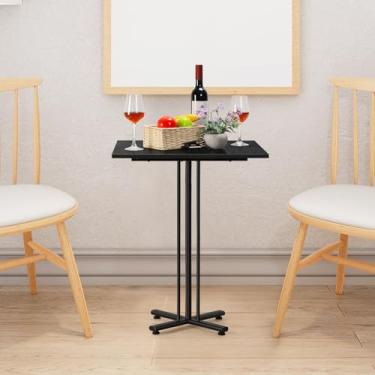 Imagem de Mesa de jantar preta para 2, pequena mesa de cozinha com toalha de mesa de jantar moderna de 59,9 cm, mesa de cozinha quadrada para pequenos espaços, mesa de jantar de café da manhã para sala de