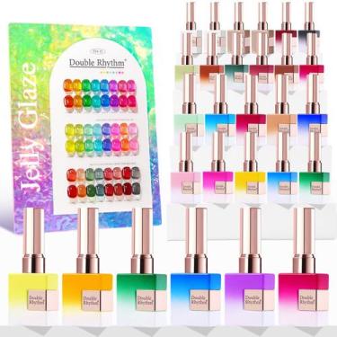 Imagem de Conjunto de esmaltes em gel Double Rhythm, 28 unidades de geleia de né