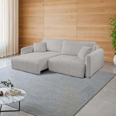 Imagem de Sofá Retrátil e Reclinável 226cm com Almofadas Decorativas Eros Espresso Móveis Cinza