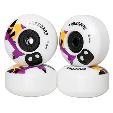 Imagem de Rodas de skate FREEDARE 52 mm com rolamentos e espaçadores instalados (pacote com 4), pink/white