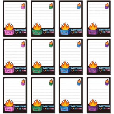Imagem de Acessórios de mesa de lixo para bombeiros, 12 blocos de notas engraçadas para lixeira, 600 folhas de blocos de notas de 9 x 6 cm, It's Fine I'm Fine Everything is Fine Notas de memorando, presentes de