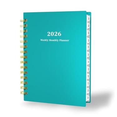 Imagem de Ymumuda Agenda 2026 a dezembro de 2026 a dezembro de 2026, 21,3 x 15,2 cm, agenda de caderno espiral com adesivos e bolso interno para material escolar de escritório