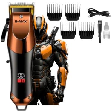 Imagem de Máquina de Cortar Cabelo e Barba Profissional Masculino Sem Fio Navalha Elétrica Aparador Recarregável USB com Display LED (Cobre)