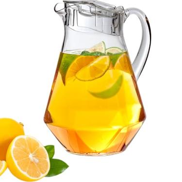 Imagem de Amazing Abby - Jarra de plástico brilhante (2 litros), jarra de água transparente com tampa, jarro de geladeira, livre de BPA, à prova de estilhaçamento, ótimo para chá gelado, sangria, limonada, suco