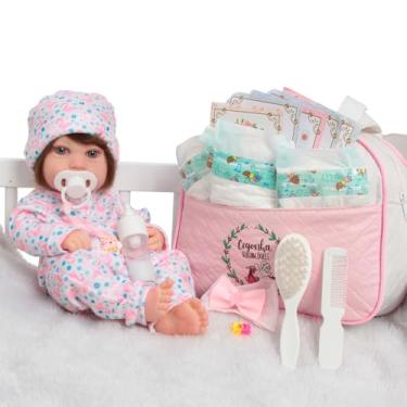 Imagem de Boneca Reborn Bebê Realista Cabelo Fio a Fio Com Bolsa