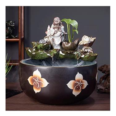 Imagem de XFNVXC Fontes de mesa fonte de mesa estilo chinês fonte de água corrente de cerâmica interior atomização decoração de mesa fonte de escritório fonte decorativa da sorte fontes de água interiores