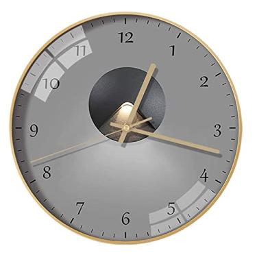 Imagem de Relógio de parede para quarto, estilo europeu, relógio de parede digital redondo, relógio de parede silencioso, luz de luxo, sala de estar, decoração de sala de jantar, relógio de parede para sala de