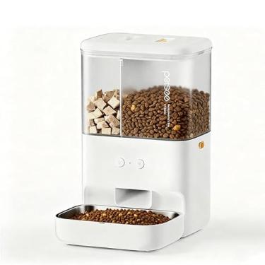 Imagem de 5L Comedouro Automático para Gatos, Comedouro Inteligente com WiFi e Tigela para Alimentação lenta, Compartimento Duplo, para 2 Alimentos