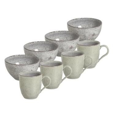 Imagem de Kit 4 Canecas 4 Bowl Cerâmica Pistache 273ml Porto Brasil