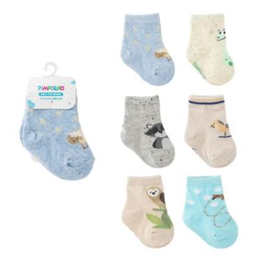 Imagem de Meia Infantil Bebê Menino Kit com 6 Pares Masculino Tam. 00 à 15 Pimpo