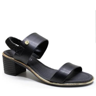 Imagem de Sandália Salto Bloco Tramada Conforto Beira Rio - Preto, 38