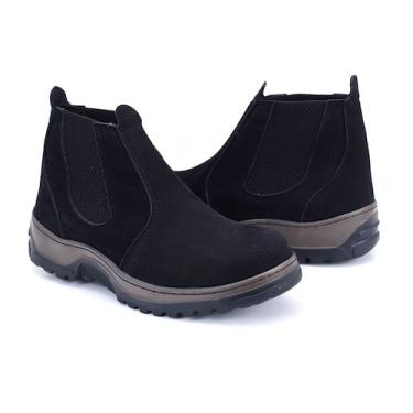 Imagem de Bota Botina Masculina Camurça Ecológica Sola de Borracha Trabalho Rode