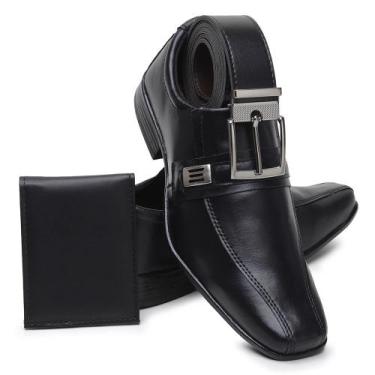 Imagem de Kit Sapato Social + Cinto + Carteira West Boots- Calçado Preto Elegant