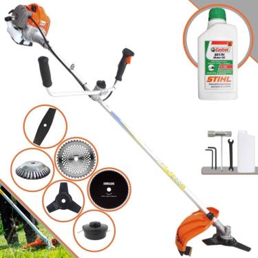 Imagem de Roçadeira Aparador de Grama À Gasolina Vulcan VP430P 43cc 1,7HP 10.000rpm Completo Com Kit 4 Lâminas + Carretel Nylon + Escova de Aço + ÓLEO STIHL 2T