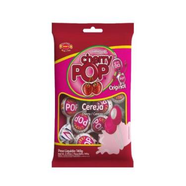 Imagem de Pirulito Cherry Pop Cereja Recheio Chiclete c/10 - Sams