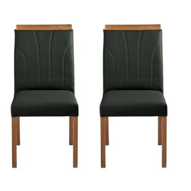 Imagem de Kit 2 Cadeiras Decorativas Sala de Jantar Luxo Analice Facto Verde - M