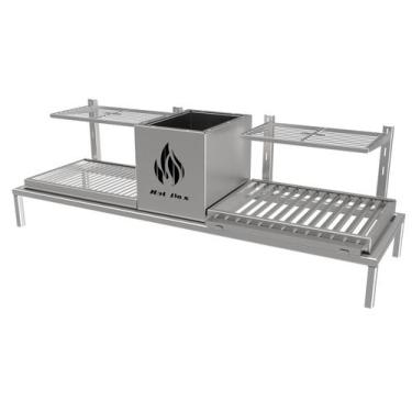 Imagem de Churrasqueira Parrilla Dupla Para Alvenaria 108X34 com Firebox + 1 Gre