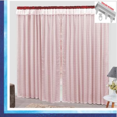 Imagem de Cortina Romantic Semiblackout e Voal 2,00 x 1,70 Para Trilho Suisso - Vermelha