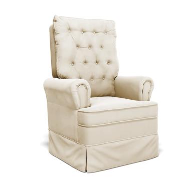 Imagem de Poltrona de Amamentação com Balanço Laura Veludo Base de Madeira - D'Rossi