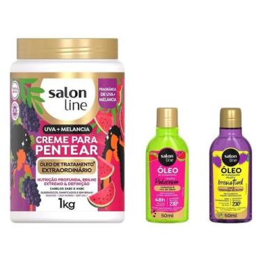 Imagem de Kit Mix de Melancia e Uva com Creme para Pentear e 2 Óleos Reparador S