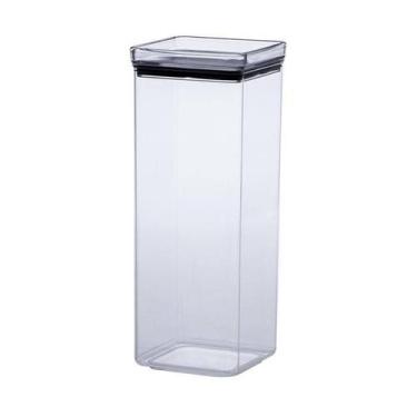 Imagem de Pote Hermético Empilhável Transparente Quadrado 1400ml Porta Temperos 