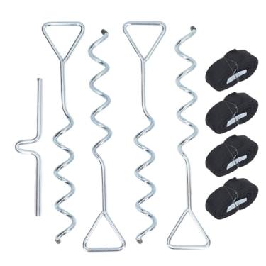 Imagem de Pilipane Kit de âncoras de aço multifuncionais para barraca giratória de galpão de trampolim (prata)