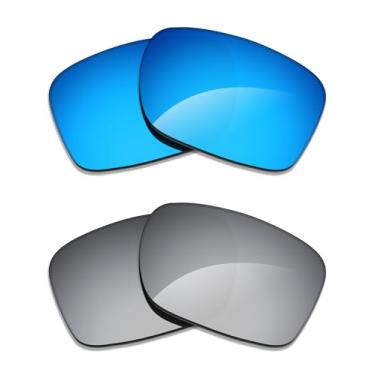 Imagem de Alphax 2 pares de lentes polarizadas de substituição para óculos de sol Oakley Square Wire 3.0 - titânio + azul