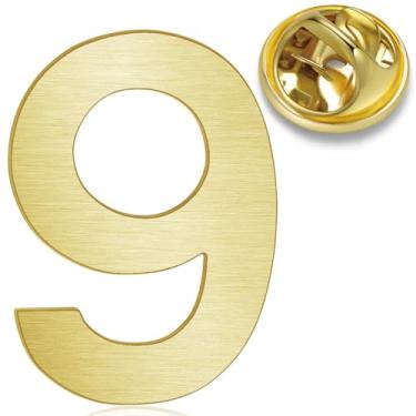 Imagem de HONEY BEAR 1 peça masculina feminina número 1/4/5/6/9/10/12/18/21/24 quatro/cinco/seis/nove/dez alfinetes de lapela colarinho crachá broches para negócios, casamento, formatura, presente, ouro