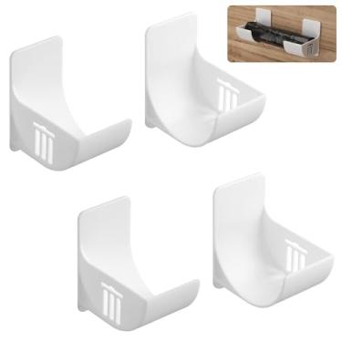 Imagem de 2 pares de porta-sacos de plástico, sem perfuração, suporte de saco de lixo montado na parede, organizador de saco de lixo branco, suporte de sacola de mercearia para armazenamento e organização de