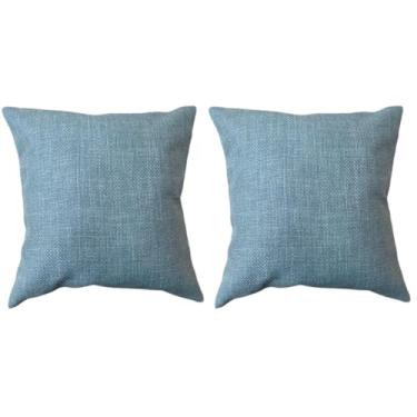 Imagem de Almofada Linho Azul Tiffany 45x45cm Decoração c/Enchimento (2, Azul, 45x45)