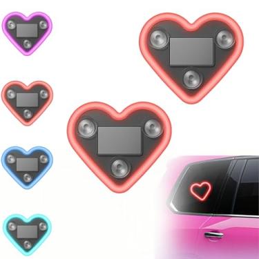 Imagem de Luz ambiente de carro LED em forma de coração movida a energia solar - 2026 novo triângulo de carro ou luz de janela traseira lâmpadas de atmosfera interior automotivo para decoração romântica e dia